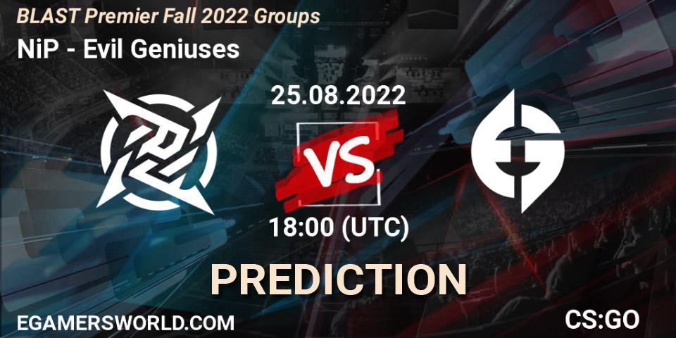 Prognose für das Spiel NiP VS Evil Geniuses. 25.08.22. CS2 (CS:GO) - BLAST Premier Fall 2022 Groups