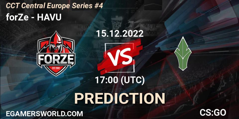 Prognose für das Spiel forZe VS HAVU. 15.12.22. CS2 (CS:GO) - CCT Central Europe Series #4