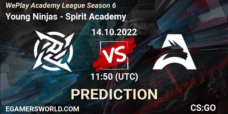 Prognose für das Spiel Young Ninjas VS Spirit Academy. 14.10.2022 at 11:50. Counter-Strike (CS2) - WePlay Academy League Season 6