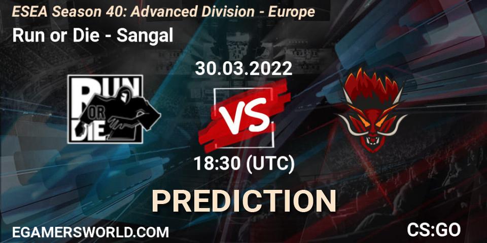 Prognose für das Spiel Run or Die VS Sangal. 30.03.2022 at 17:00. Counter-Strike (CS2) - ESEA Season 40: Advanced Division - Europe
