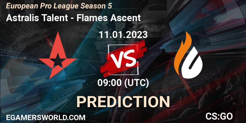 Prognose für das Spiel Astralis Talent VS Flames Ascent. 11.01.23. CS2 (CS:GO) - European Pro League Season 5