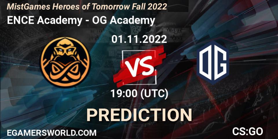 Prognose für das Spiel ENCE Academy VS OG Academy. 01.11.2022 at 19:45. Counter-Strike (CS2) - MistGames Heroes of Tomorrow Fall 2022