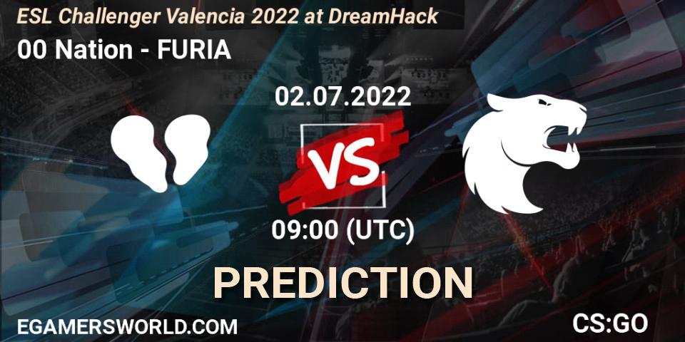 Prognose für das Spiel 00 Nation VS FURIA. 02.07.2022 at 09:00. Counter-Strike (CS2) - ESL Challenger Valencia 2022 at DreamHack