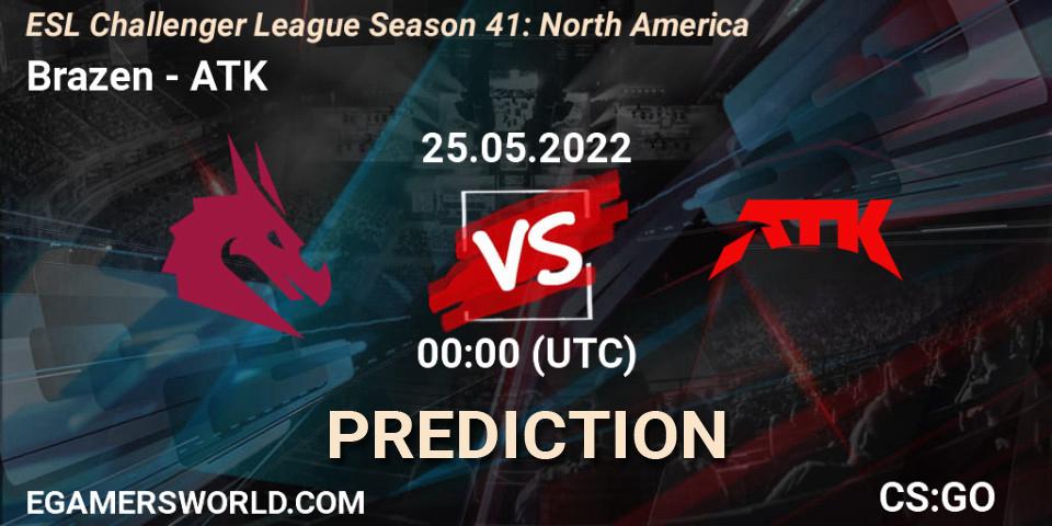 Prognose für das Spiel Brazen VS ATK. 25.05.2022 at 00:00. Counter-Strike (CS2) - ESL Challenger League Season 41: North America