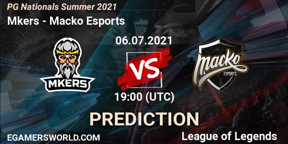 Prognose für das Spiel Mkers VS Macko Esports. 06.07.2021 at 19:00. LoL - PG Nationals Summer 2021