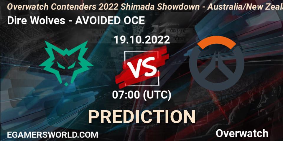Prognose für das Spiel Dire Wolves VS AVOIDED OCE. 19.10.2022 at 07:00. Overwatch - Overwatch Contenders 2022 Shimada Showdown - Australia/New Zealand - October