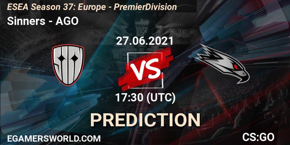 Prognose für das Spiel Sinners VS AGO. 27.06.2021 at 17:30. Counter-Strike (CS2) - ESEA Season 37: Europe - Premier Division