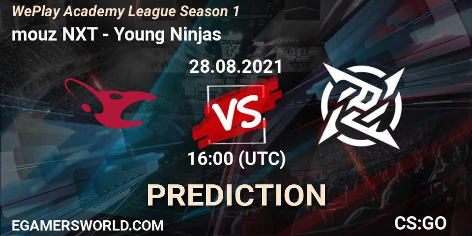 Prognose für das Spiel mouz NXT VS Young Ninjas. 28.08.2021 at 16:30. Counter-Strike (CS2) - WePlay Academy League Season 1