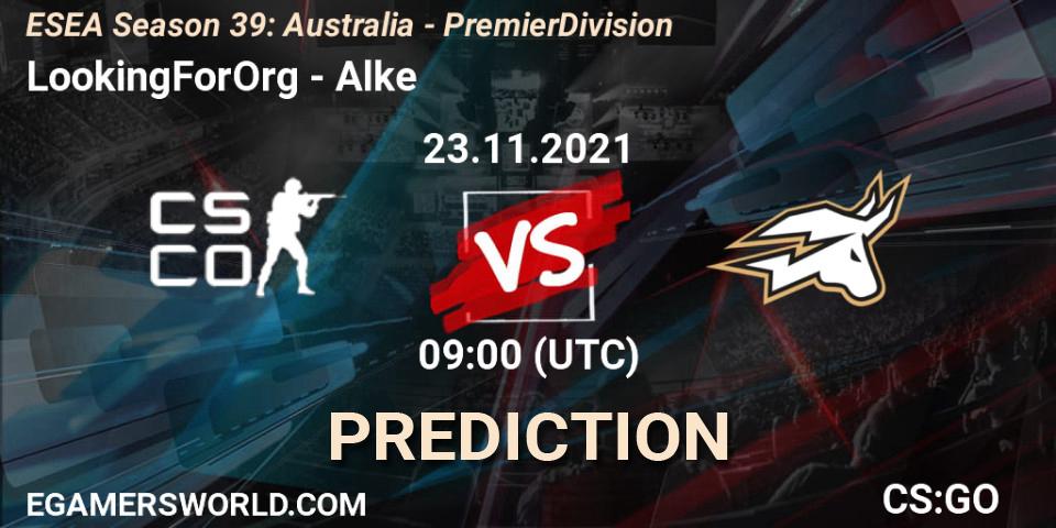 Prognose für das Spiel LookingForOrg VS Alke. 23.11.21. CS2 (CS:GO) - ESEA Season 39: Australia - Premier Division