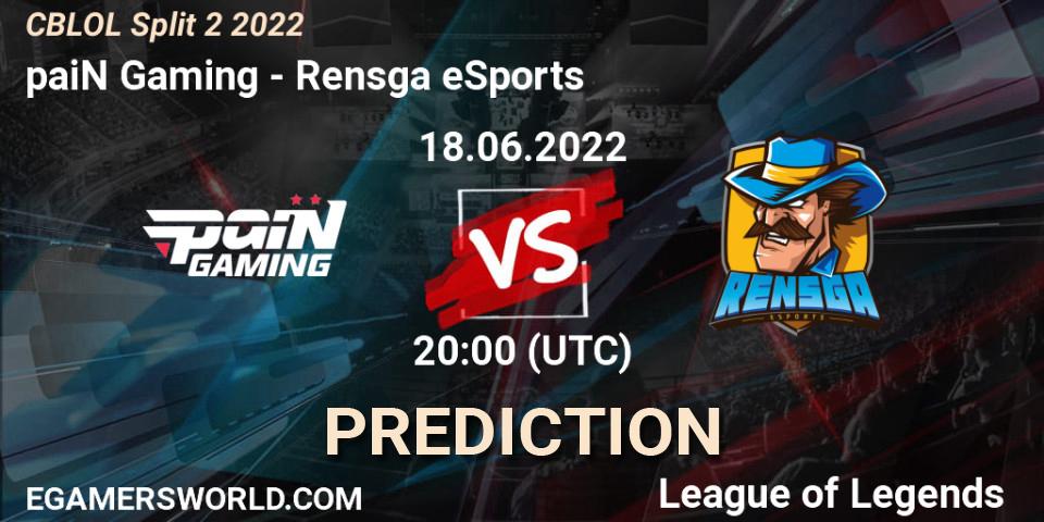 Prognose für das Spiel paiN Gaming VS Rensga eSports. 18.06.22. LoL - CBLOL Split 2 2022