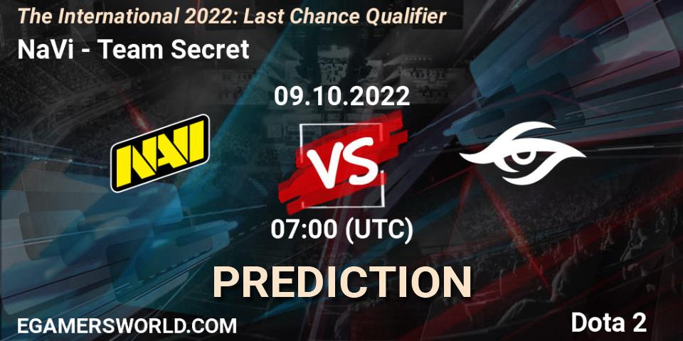 Prognose für das Spiel NaVi VS Team Secret. 09.10.22. Dota 2 - The International 2022: Last Chance Qualifier