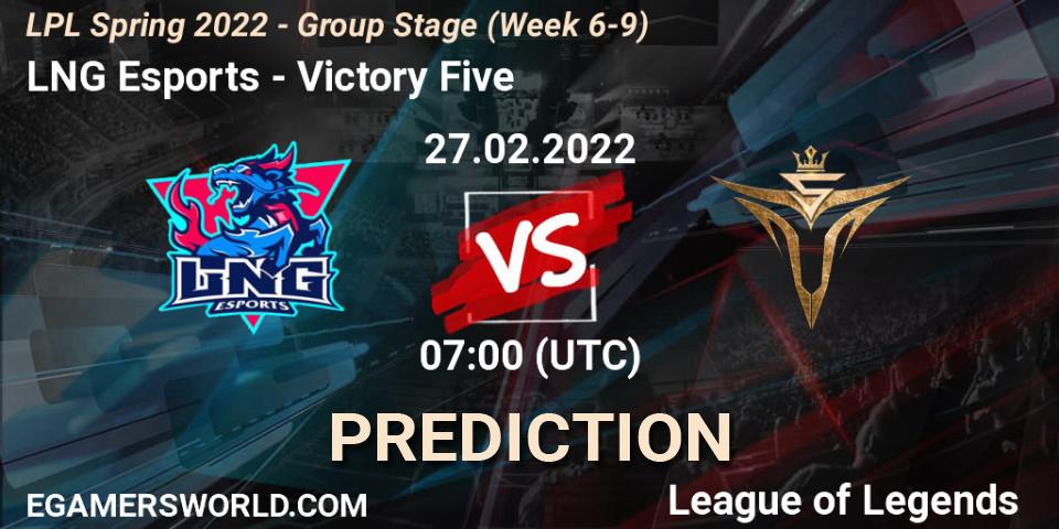 Prognose für das Spiel LNG Esports VS Victory Five. 27.02.22. LoL - LPL Spring 2022 - Group Stage (Week 6-9)