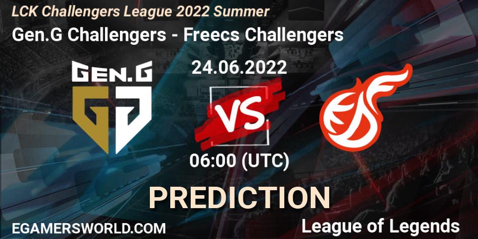 Prognose für das Spiel Gen.G Challengers VS Freecs Challengers. 24.06.2022 at 06:00. LoL - LCK Challengers League 2022 Summer