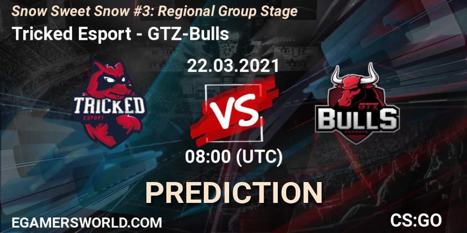 Prognose für das Spiel Tricked Esport VS GTZ-Bulls. 22.03.2021 at 08:00. Counter-Strike (CS2) - Snow Sweet Snow #3: Regional Group Stage