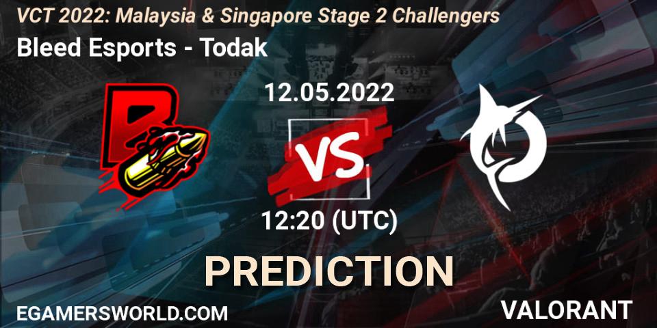 Prognose für das Spiel Bleed Esports VS Todak. 12.05.2022 at 12:20. VALORANT - VCT 2022: Malaysia & Singapore Stage 2 Challengers