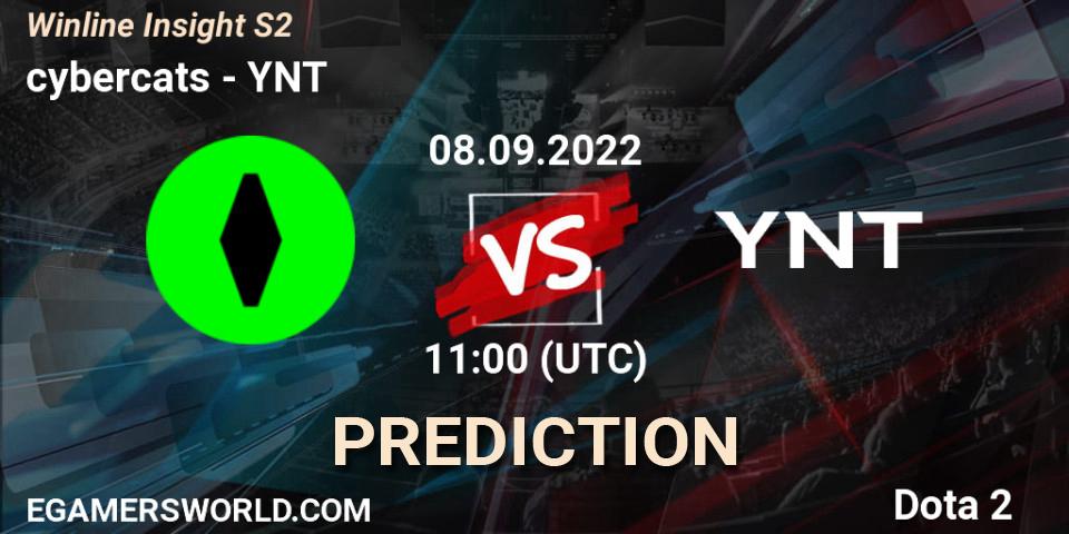 Prognose für das Spiel cybercats VS YNT. 08.09.2022 at 11:02. Dota 2 - Winline Insight S2