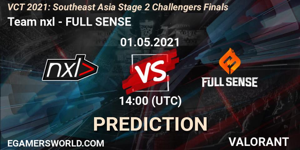 Prognose für das Spiel Team nxl VS FULL SENSE. 01.05.2021 at 15:30. VALORANT - VCT 2021: Southeast Asia Stage 2 Challengers Finals