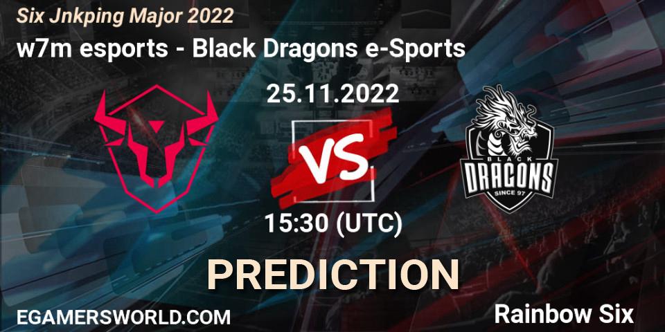 Prognose für das Spiel w7m esports VS Black Dragons e-Sports. 25.11.2022 at 09:30. Rainbow Six - Six Jönköping Major 2022