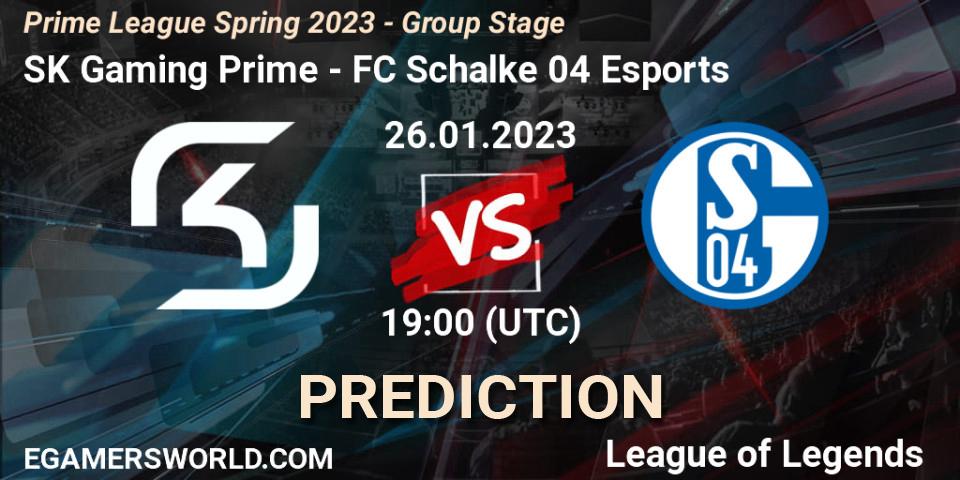Prognose für das Spiel SK Gaming Prime VS FC Schalke 04 Esports. 26.01.23. LoL - Prime League Spring 2023 - Group Stage