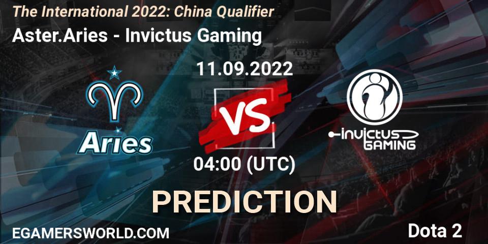 Prognose für das Spiel Aster.Aries VS Invictus Gaming. 11.09.22. Dota 2 - The International 2022: China Qualifier