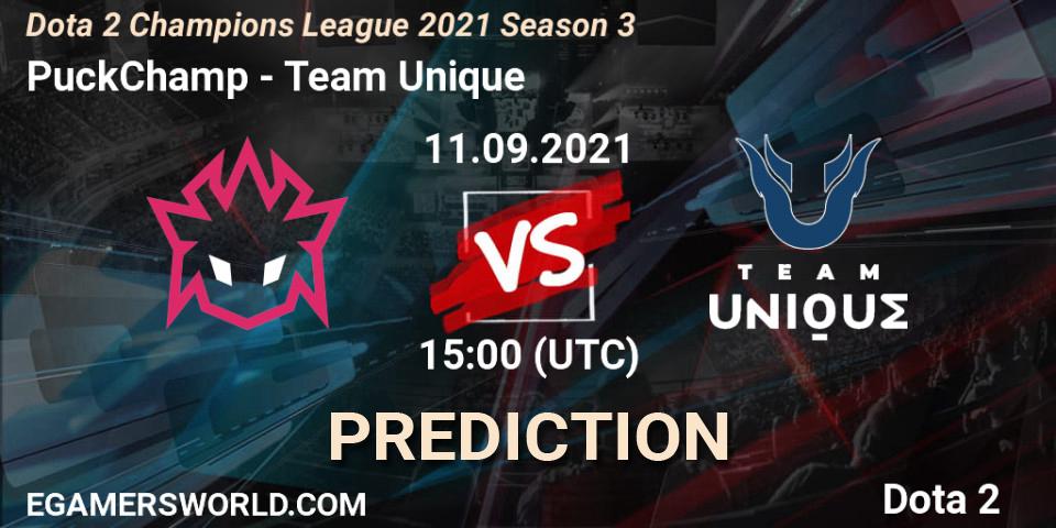 Prognose für das Spiel PuckChamp VS Team Unique. 11.09.2021 at 15:00. Dota 2 - Dota 2 Champions League 2021 Season 3