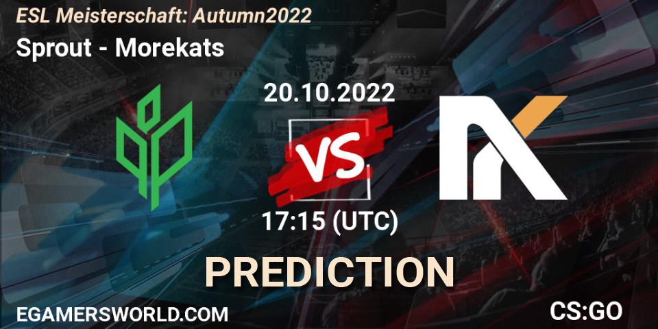 Prognose für das Spiel Sprout VS Morekats. 24.10.2022 at 19:15. Counter-Strike (CS2) - ESL Meisterschaft: Autumn 2022