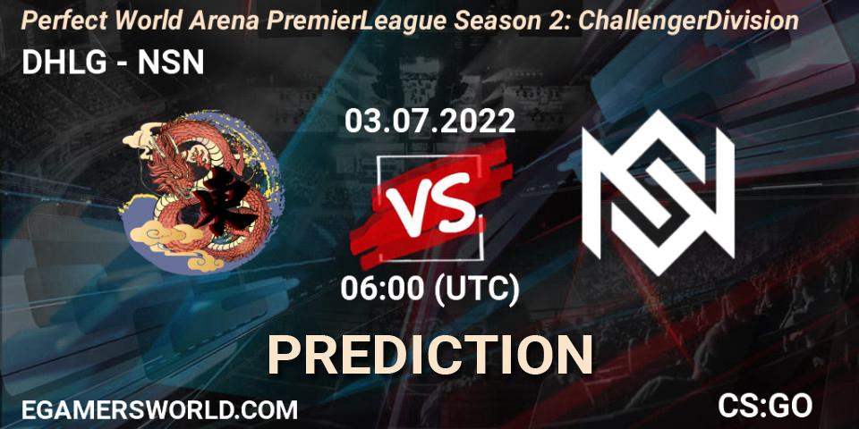 Prognose für das Spiel DHLG VS NSN. 03.07.2022 at 06:00. Counter-Strike (CS2) - Perfect World Arena Premier League Season 2: Challenger Division