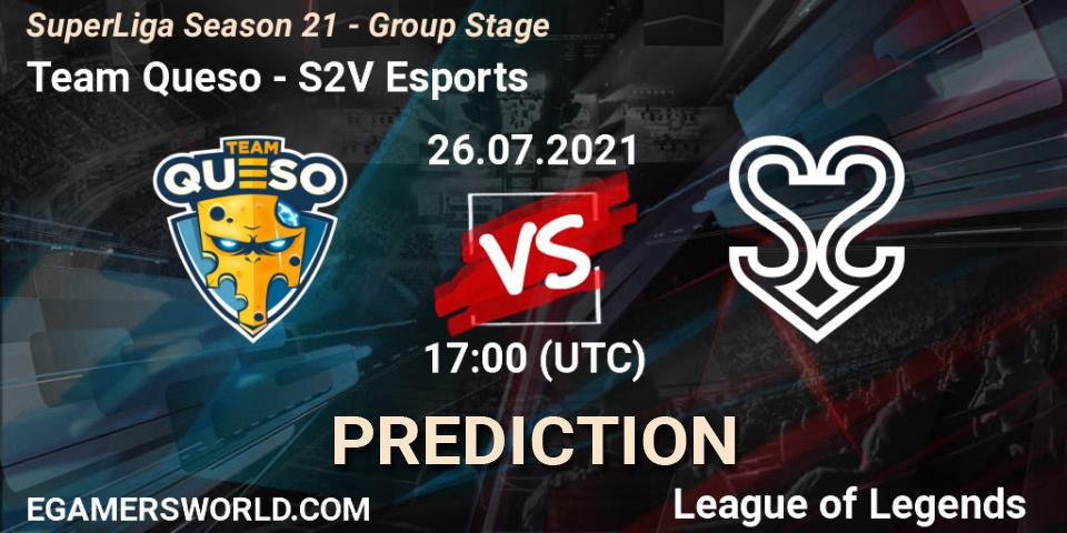 Prognose für das Spiel Team Queso VS S2V Esports. 26.07.2021 at 20:15. LoL - SuperLiga Season 21 - Group Stage 