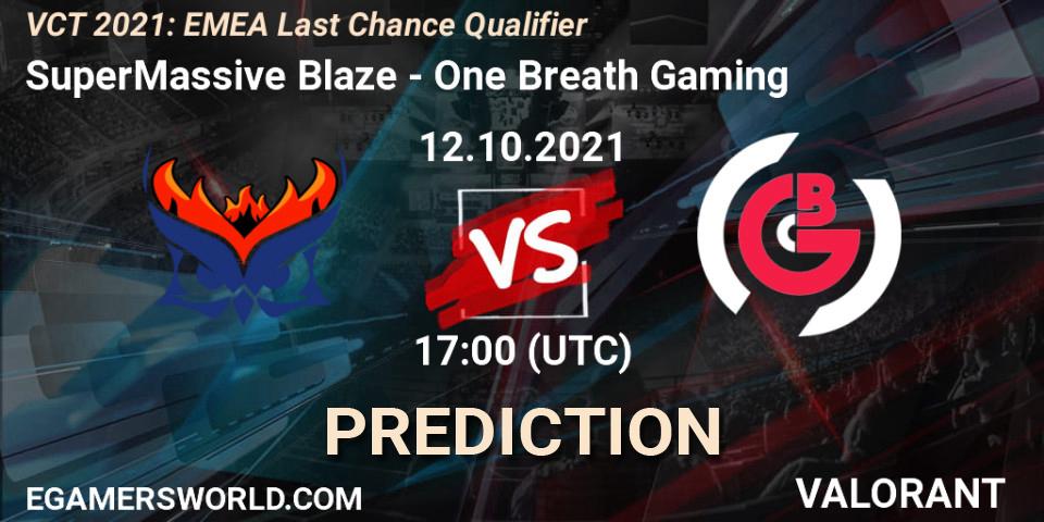 Prognose für das Spiel SuperMassive Blaze VS One Breath Gaming. 12.10.2021 at 17:00. VALORANT - VCT 2021: EMEA Last Chance Qualifier