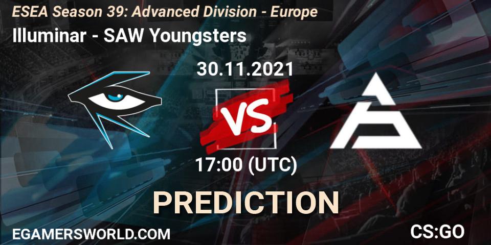 Prognose für das Spiel Illuminar VS SAW Youngsters. 30.11.2021 at 17:00. Counter-Strike (CS2) - ESEA Season 39: Advanced Division - Europe