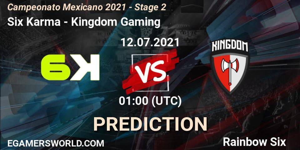 Prognose für das Spiel Six Karma VS Kingdom Gaming. 12.07.2021 at 01:00. Rainbow Six - Campeonato Mexicano 2021 - Stage 2