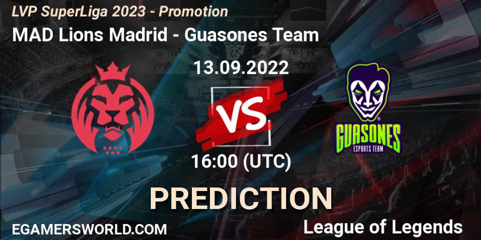 Prognose für das Spiel MAD Lions Madrid VS Guasones Team. 13.09.22. LoL - LVP SuperLiga 2023 - Promotion