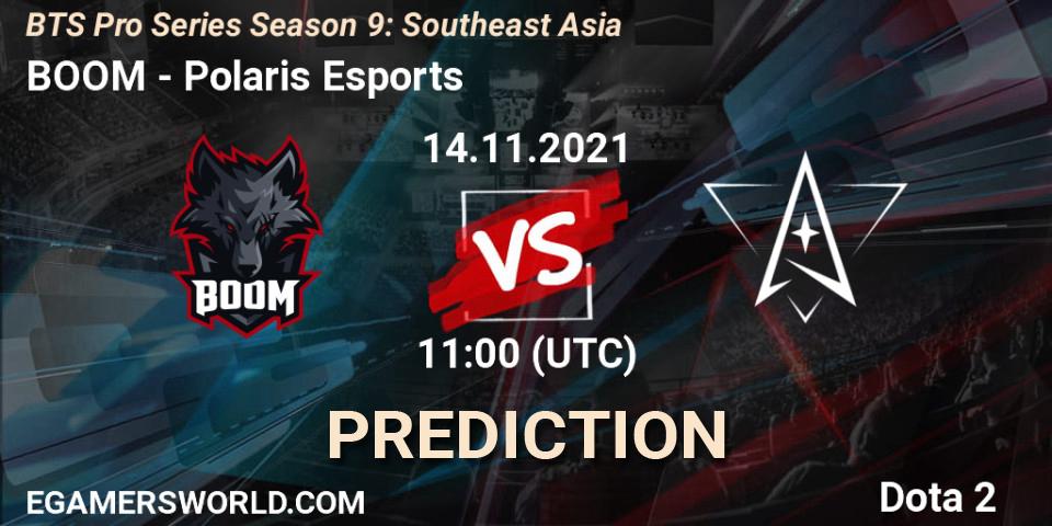 Prognose für das Spiel BOOM VS Polaris Esports. 14.11.2021 at 10:17. Dota 2 - BTS Pro Series Season 9: Southeast Asia