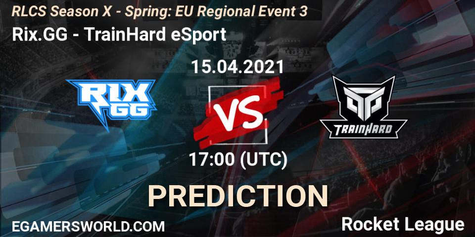 Prognose für das Spiel Rix.GG VS TrainHard eSport. 15.04.2021 at 17:00. Rocket League - RLCS Season X - Spring: EU Regional Event 3