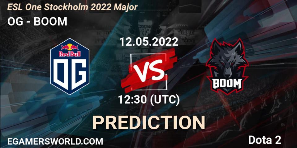 Prognose für das Spiel OG VS BOOM. 12.05.22. Dota 2 - ESL One Stockholm 2022 Major