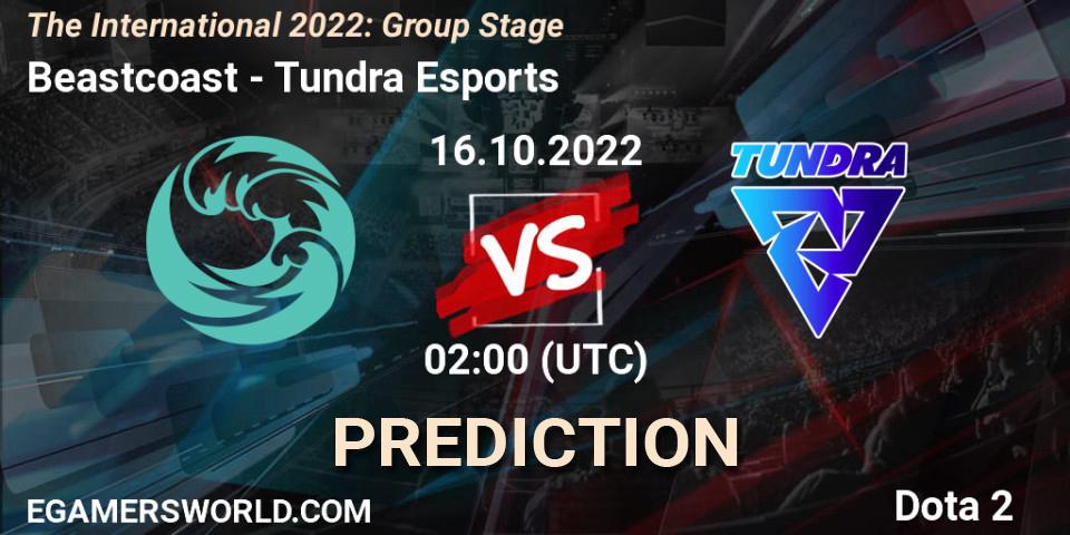 Prognose für das Spiel Beastcoast VS Tundra Esports. 16.10.2022 at 02:02. Dota 2 - The International 2022: Group Stage