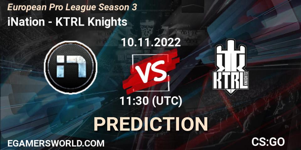 Prognose für das Spiel iNation VS KTRL Knights. 10.11.2022 at 11:30. Counter-Strike (CS2) - European Pro League Season 3
