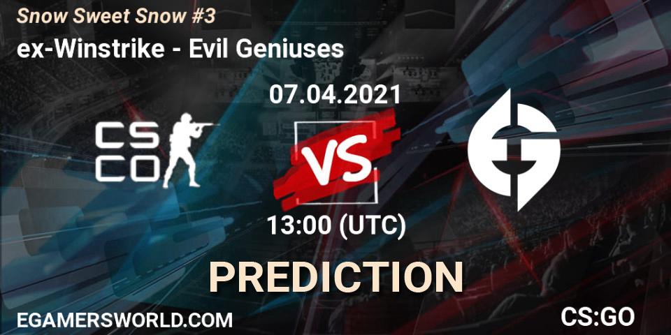 Prognose für das Spiel ex-Winstrike VS Evil Geniuses. 07.04.21. CS2 (CS:GO) - Snow Sweet Snow #3