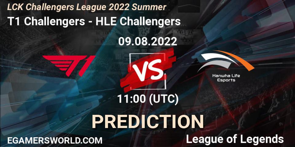 Prognose für das Spiel T1 Challengers VS HLE Challengers. 09.08.2022 at 11:30. LoL - LCK Challengers League 2022 Summer