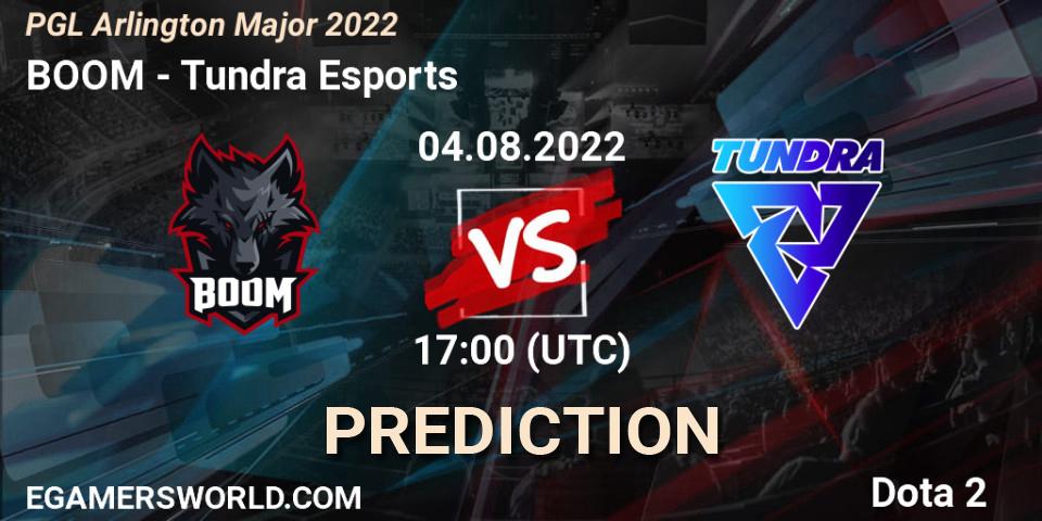 Prognose für das Spiel BOOM VS Tundra Esports. 04.08.2022 at 17:13. Dota 2 - PGL Arlington Major 2022 - Group Stage