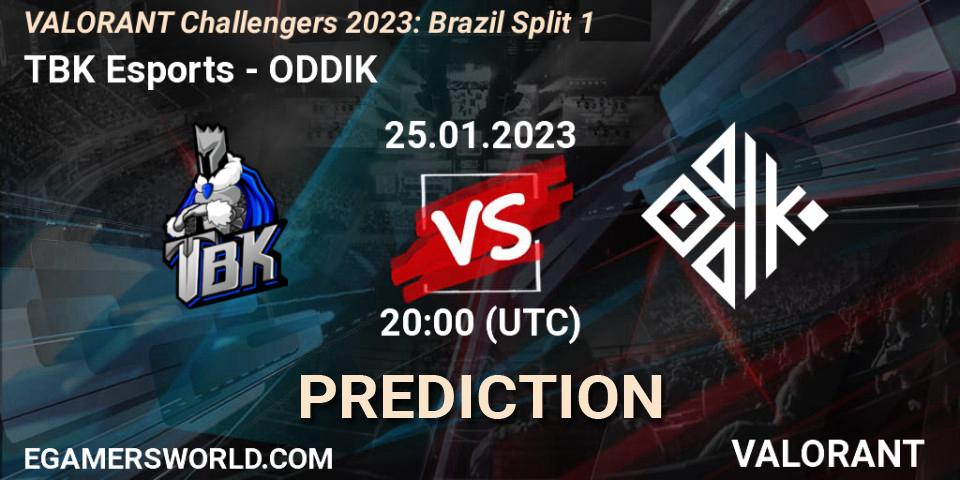 Prognose für das Spiel TBK Esports VS ODDIK. 25.01.2023 at 20:00. VALORANT - VALORANT Challengers 2023: Brazil Split 1