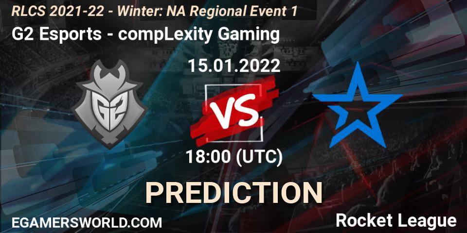 Prognose für das Spiel G2 Esports VS compLexity Gaming. 15.01.22. Rocket League - RLCS 2021-22 - Winter: NA Regional Event 1
