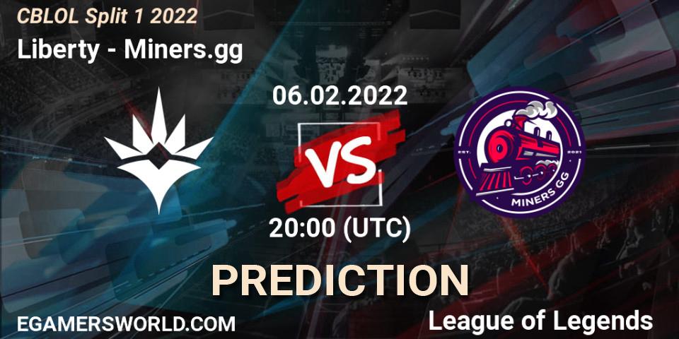 Prognose für das Spiel Liberty VS Miners.gg. 06.02.2022 at 20:00. LoL - CBLOL Split 1 2022