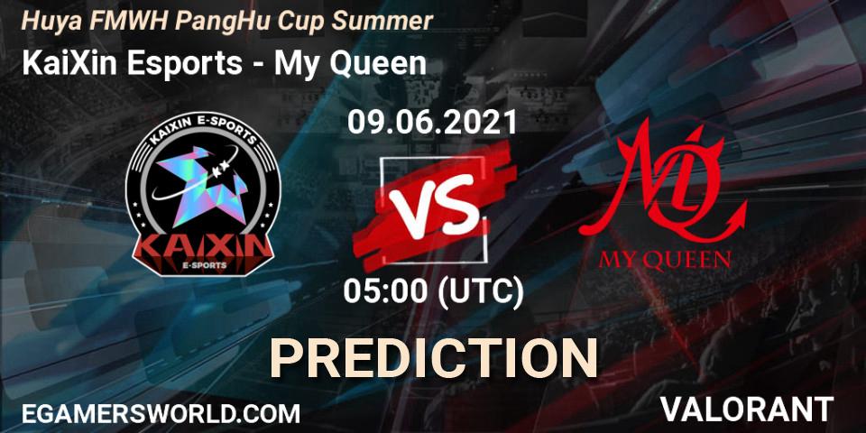 Prognose für das Spiel KaiXin Esports VS My Queen. 09.06.2021 at 05:00. VALORANT - Huya FMWH PangHu Cup Summer
