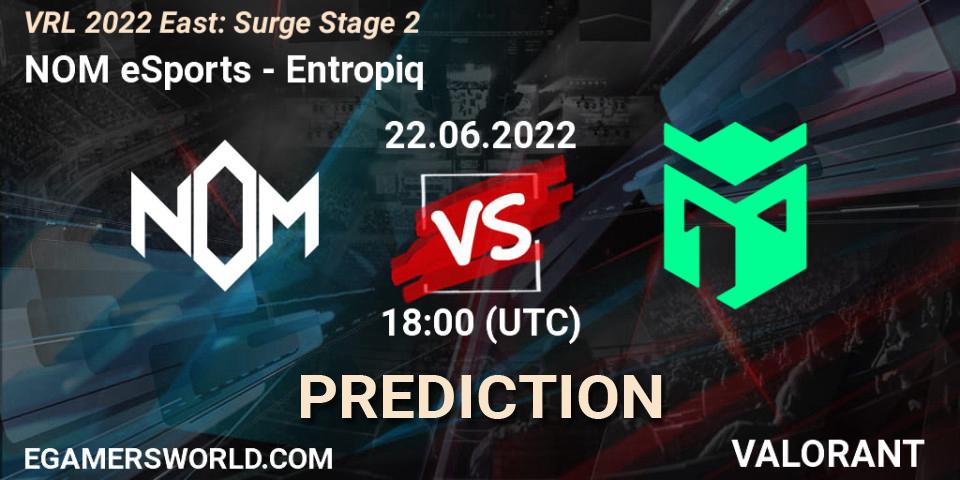 Prognose für das Spiel NOM eSports VS Entropiq. 22.06.2022 at 18:10. VALORANT - VRL 2022 East: Surge Stage 2