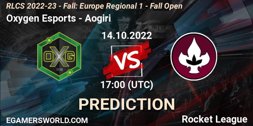 Prognose für das Spiel Oxygen Esports VS Aogiri. 14.10.2022 at 15:00. Rocket League - RLCS 2022-23 - Fall: Europe Regional 1 - Fall Open