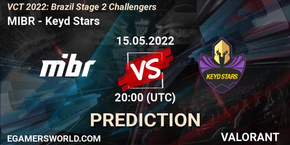 Prognose für das Spiel MIBR VS Keyd Stars. 15.05.2022 at 20:20. VALORANT - VCT 2022: Brazil Stage 2 Challengers