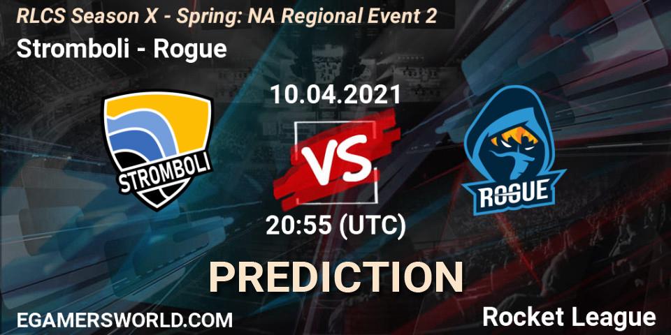 Prognose für das Spiel Stromboli VS Rogue. 10.04.2021 at 20:30. Rocket League - RLCS Season X - Spring: NA Regional Event 2