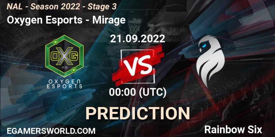 Prognose für das Spiel Oxygen Esports VS Mirage. 21.09.22. Rainbow Six - NAL - Season 2022 - Stage 3