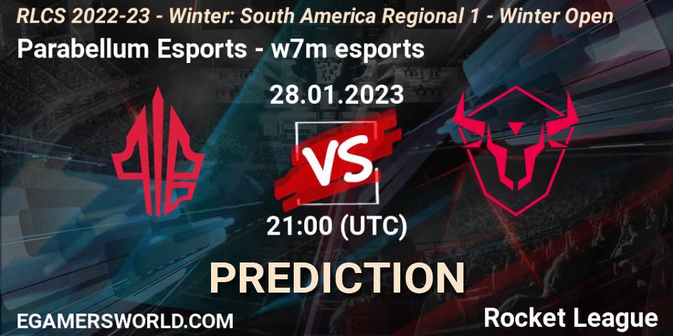 Prognose für das Spiel Parabellum Esports VS w7m esports. 28.01.23. Rocket League - RLCS 2022-23 - Winter: South America Regional 1 - Winter Open